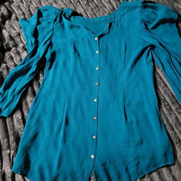 WOMANS COLD SHOULDER BLOUSE BY HILTON HOLLIS  SZ L - Picture 1 of 5